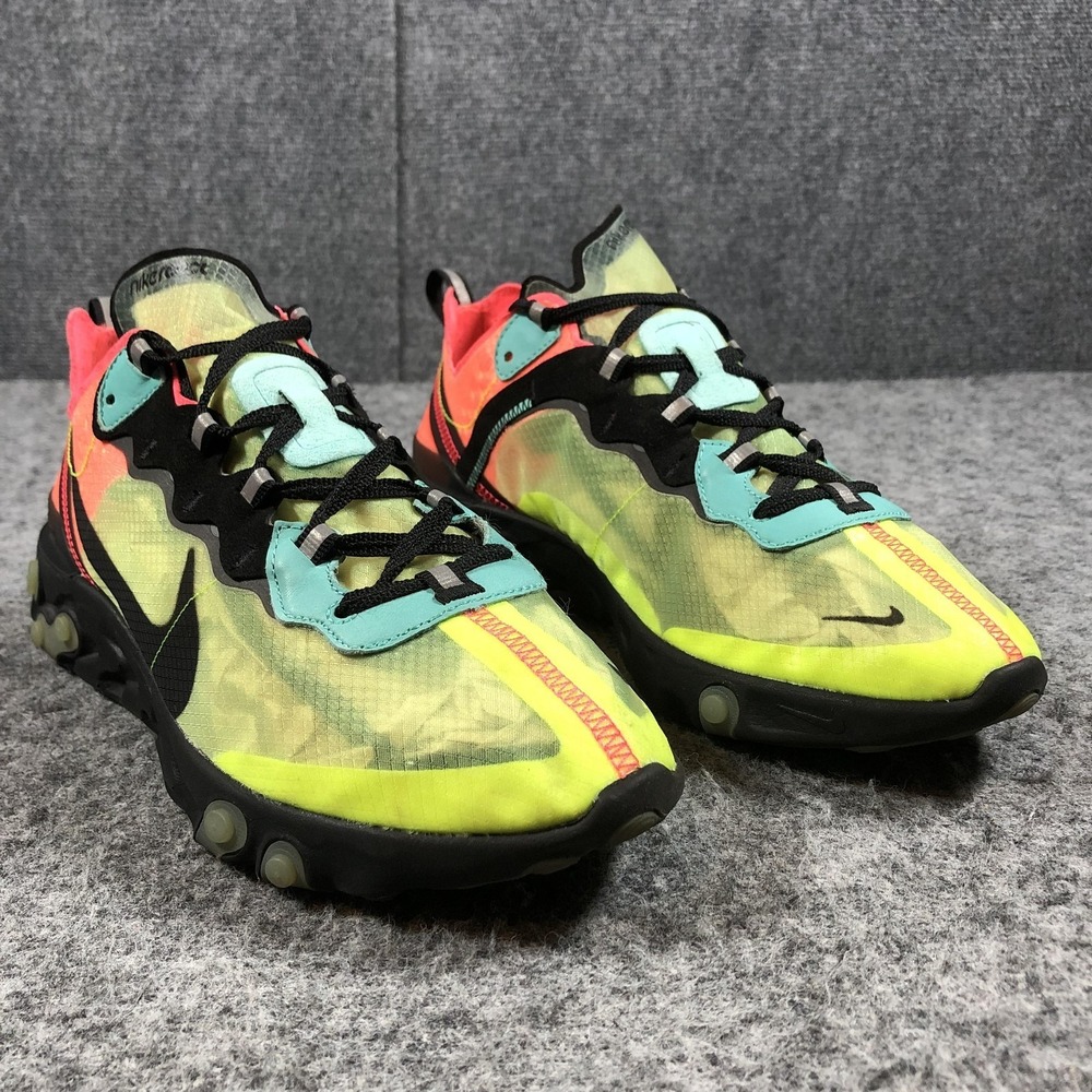 Nike React Element 87 Mens 9.5 Volt Pink Aqua Running Sneakers AQ1090-700